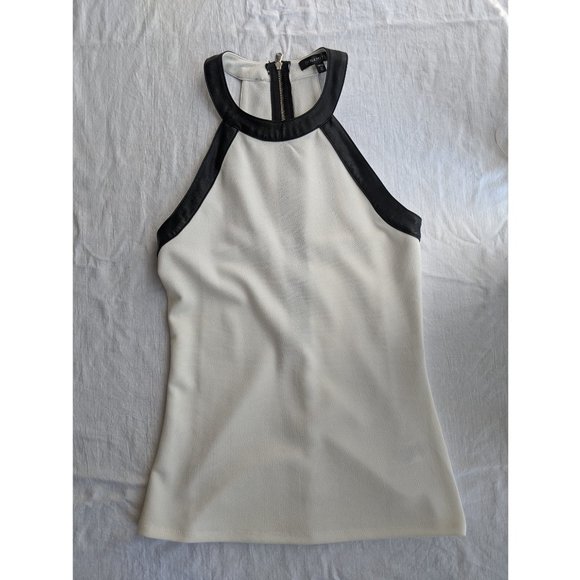 Dynamite white tank top with black pleather trim - Picture 1 of 3